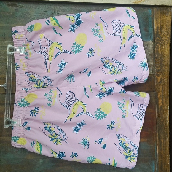 Nautica Pale Orchid Island Scene Print Swim Trunks - Men's XL - Picture 3 of 5